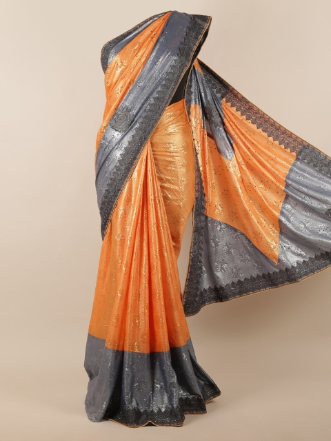 

Pothys Orange & Grey Jute Silk Woven Design Saree