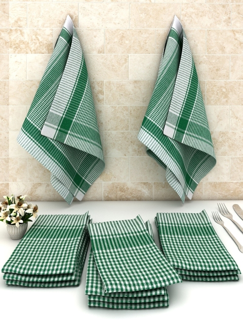 

Athom Trendz Pack Of 12 Green & White Checked Cotton Cleaning Cloth
