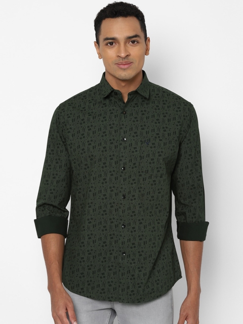 

Allen Solly Men Green Slim Fit Printed Pure Cotton Casual Shirt