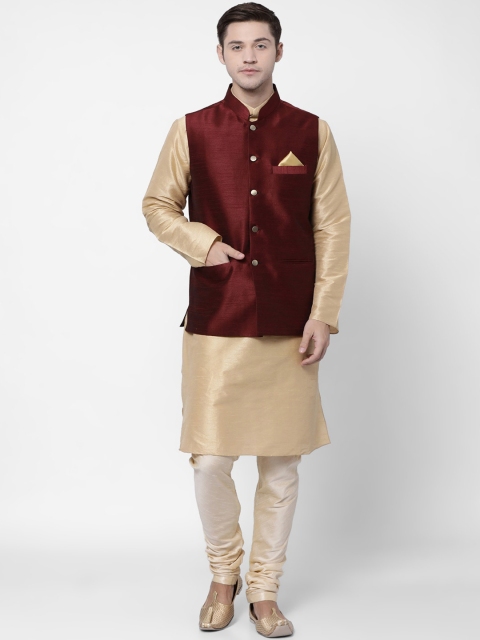 

TABARD Men Beige Solid Kurta Set with Nehru Jacket