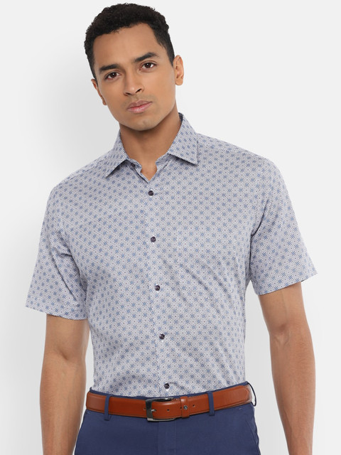 

Van Heusen Men Grey & Blue Pure Cotton Regular Fit Printed Formal Shirt