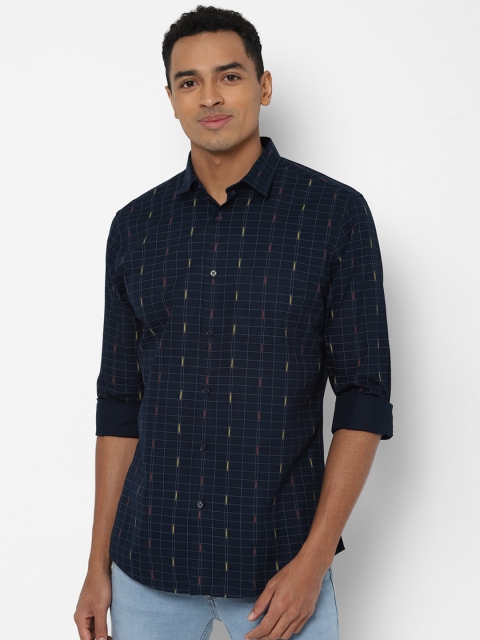 

Allen Solly Men Navy Blue Slim Fit Checked Casual Shirt