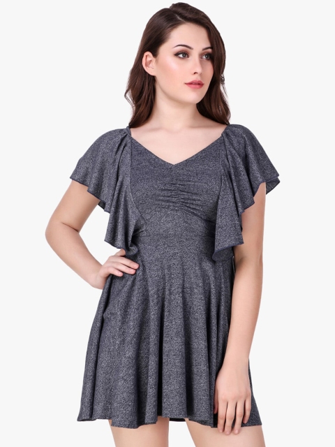 

Texco Women Grey Solid Fit and Flare Dress