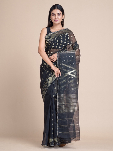 

Mitera Black Silk Cotton Woven Design Jamdani Saree