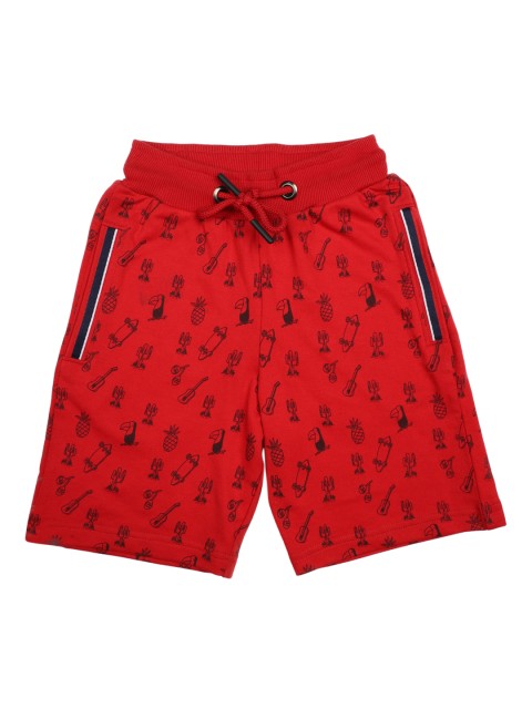 

Stupid Cupid Boys Red & Black Conversational Print Regular Fit Regular Shorts