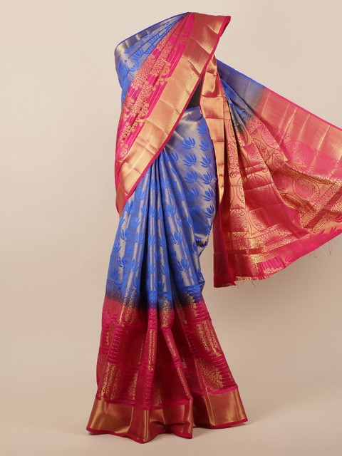 

Pothys Blue & Pink Woven Design Saree