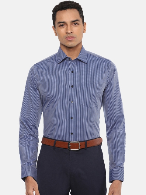 

Van Heusen Men Blue & White Pure Cotton Slim Fit Checked Formal Shirt
