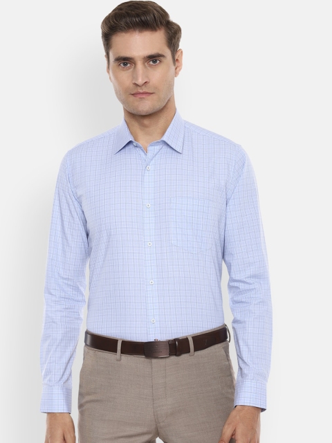 

Van Heusen Men Blue Pure Cotton Slim Fit Checked Formal Shirt