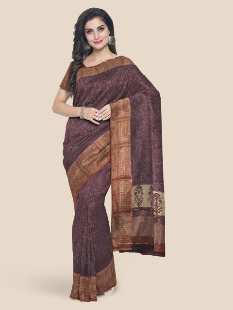 

KLM Fashion Mall Burgundy Paisley Print Banarasi Saree