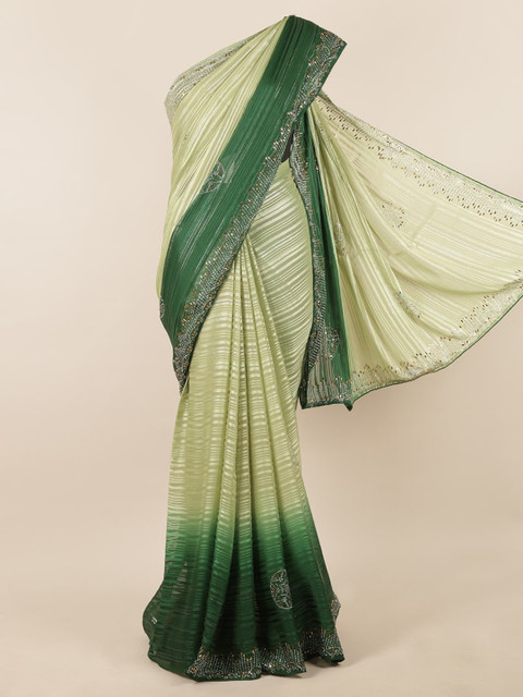 

Pothys Green Striped Satin Saree