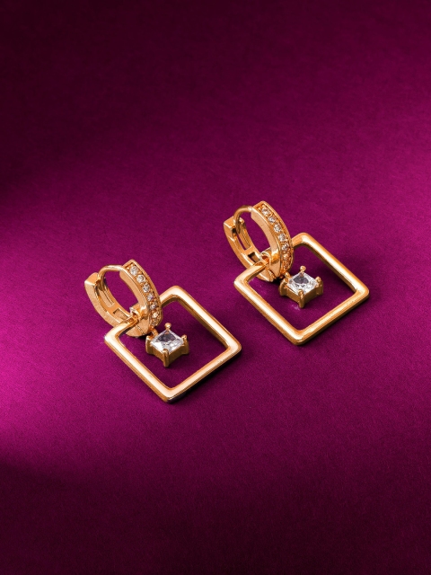

aadita Gold-Toned Square Drop Earrings