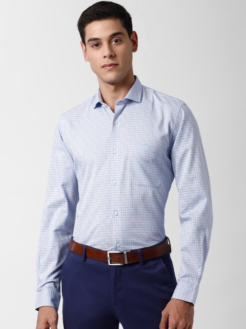 

Peter England Men Blue & Red Checked Slim Fit Cotton Formal Shirt