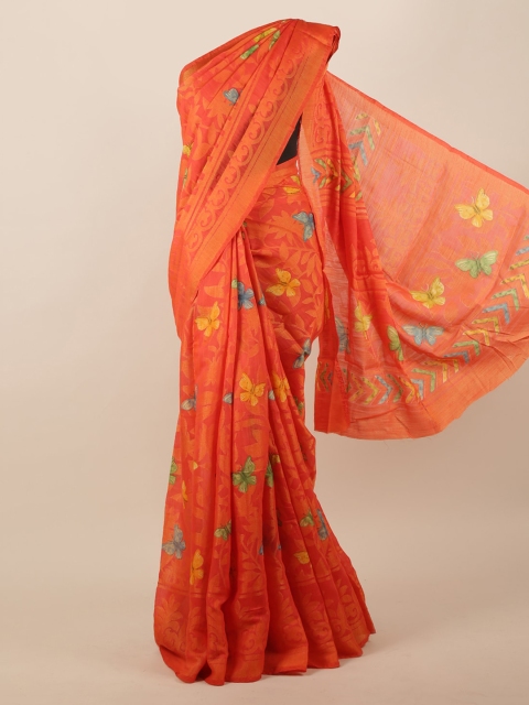 

Pothys Orange Woven Design Jute Silk Saree