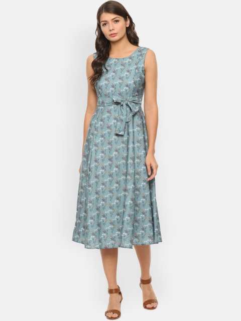 

Van Heusen Woman Blue Printed A-Line Dress