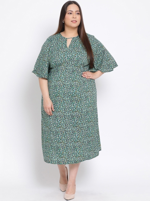 Oxolloxo Plus Size Women Multicoloured Printed A-Line Dress, Multi