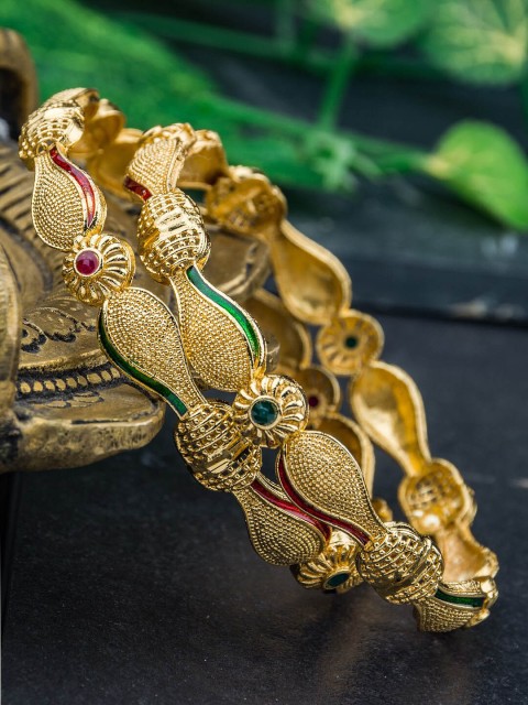 

Alankruthi Gold-Toned & Pink Alloy Handcrafted Bangles