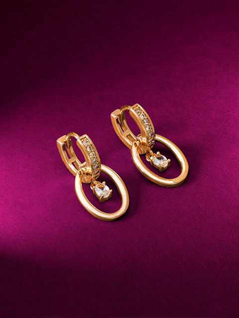 

aadita Gold & Silver Toned Oval Shaped Drop Earrings
