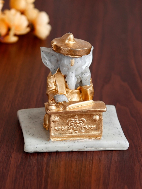 

eCraftIndia Gold-Toned & Off-White Lord Ganesha Writing Book Handcrafted Showpiece