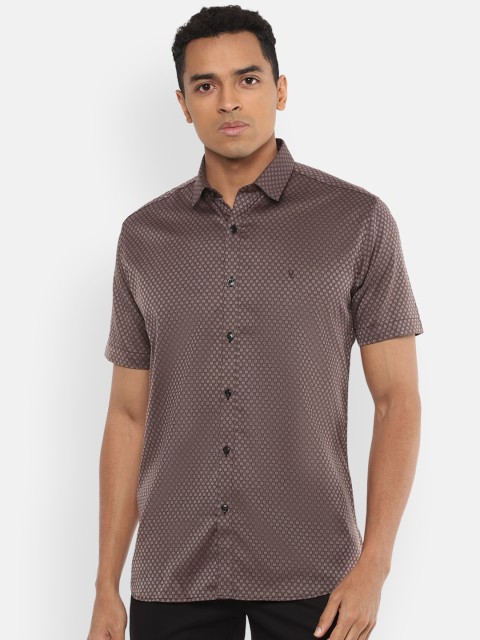

V Dot Men Brown & Beige Slim Fit Printed Casual Shirt