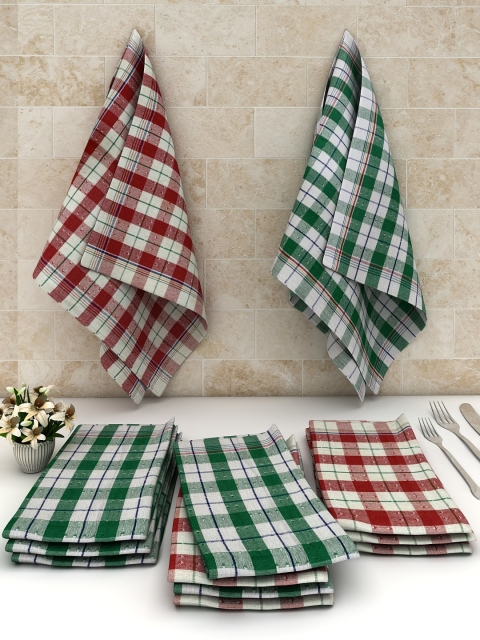 

Athom Trendz Set Of 12 Green & White Checked Cotton Multipurpose Kitchen Towels