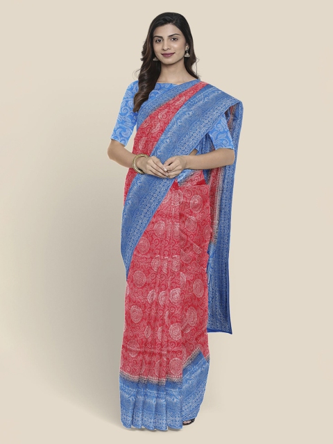 

KLM Fashion Mall Red & White Woven Design Banarasi Saree