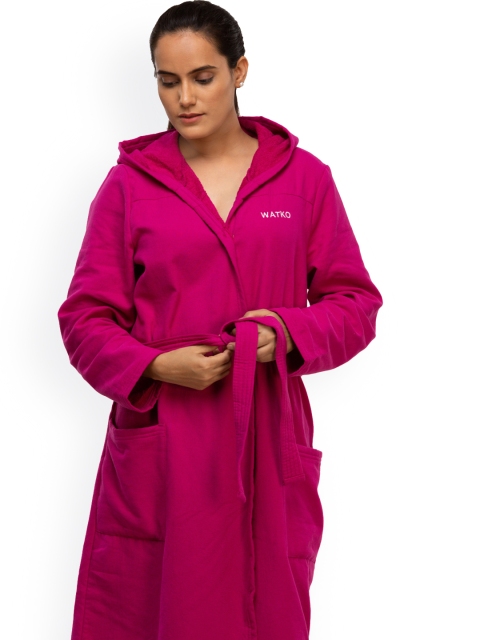 

WATKO By Decathlon Women Pink Solid Pool Bathrobe