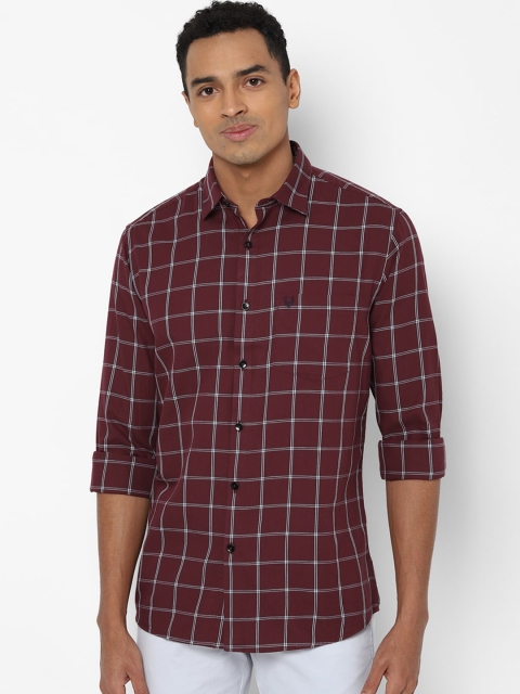 

Allen Solly Men Maroon & White Slim Fit Checked Pure Cotton Casual Shirt