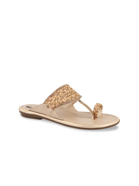 

Shoetopia Women Cream Embellished One Toe Flats