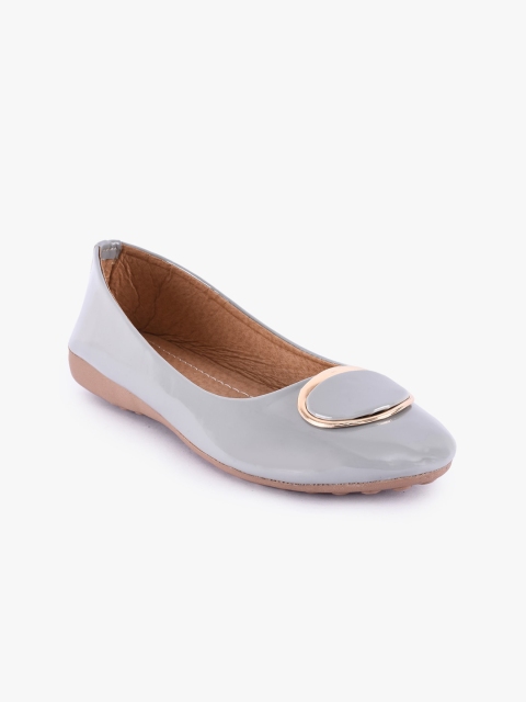 

BuckleUp Women Grey Solid Ballerinas