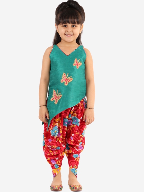 

KID1 Girls Green & Pink Self Designed Kurti & Dhoti Set