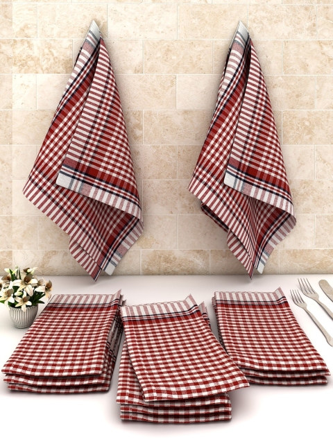 

Athom Trendz Set of 12 Checked Kitchen Towel/Cleaning Cloth, Brown