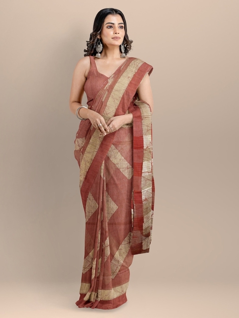 

BharatSthali Red & Beige Silk Cotton Printed Venkatgiri Saree