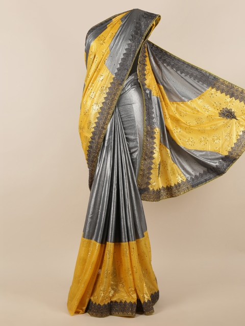 

Pothys Grey & Yellow Woven Design & Embellished Saree