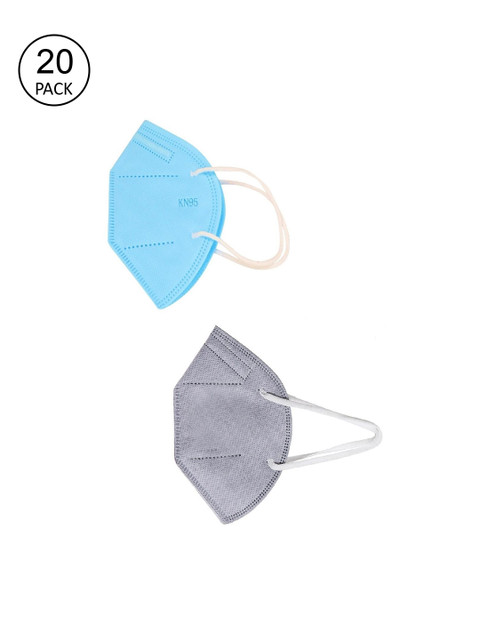 

OOMPH Unisex Pack Of 20 5-Ply Reusable Anti-Pollution KN95 Face Masks, Blue