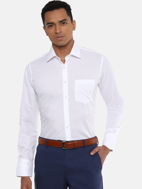 

Van Heusen Men White Pure Cotton Slim Fit Self Design Formal Shirt