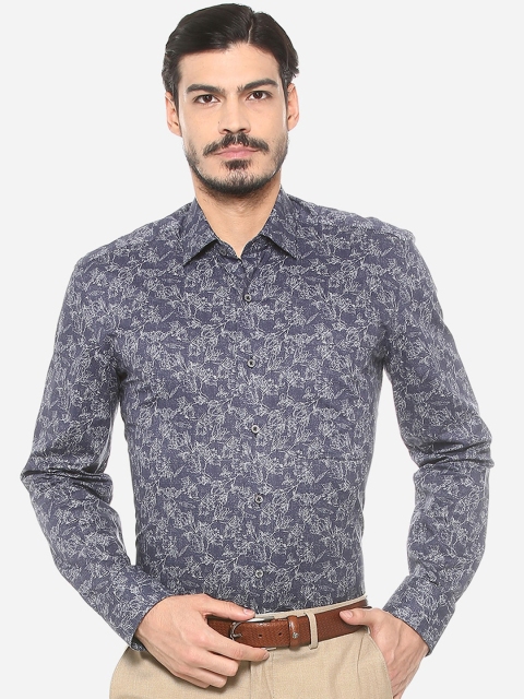 

Luxure by Louis Philippe Men Blue Slim Fit Printed Pure Cotton Casual Shirt