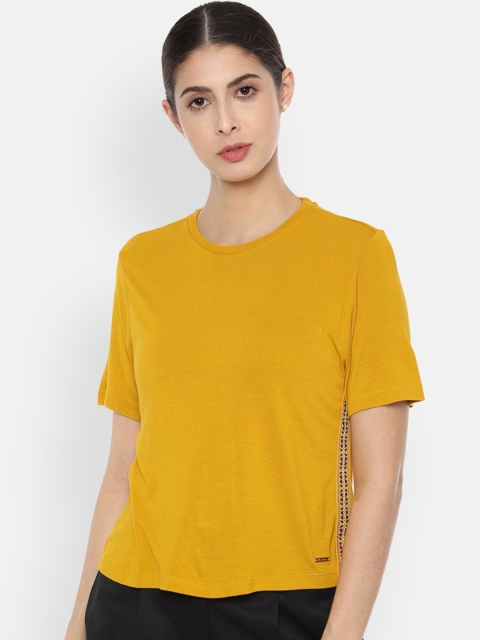 

Van Heusen Woman Mustard Yellow Solid Round Neck T-shirt