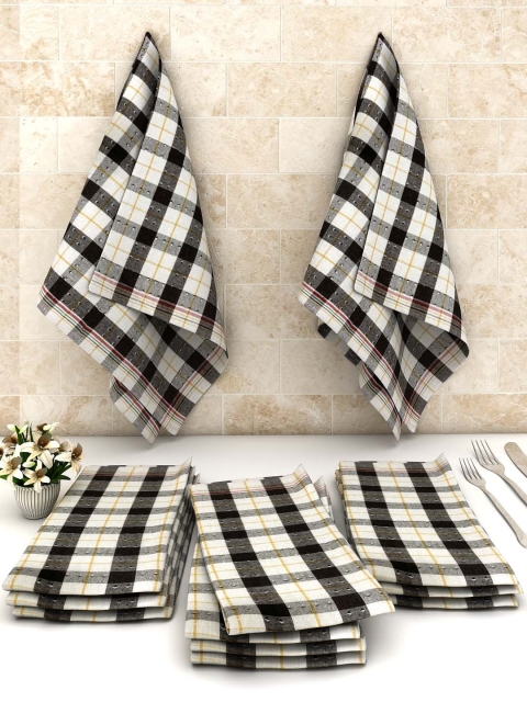 

Athom Trendz Pack Of 12 Black & White Checked Cotton Cleaning Cloth