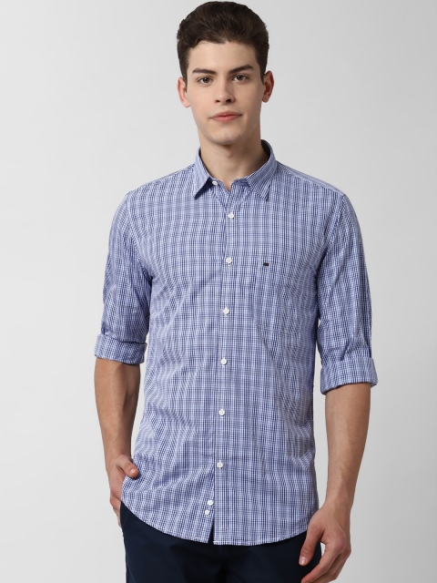 

Peter England Casuals Men Blue Slim Fit Checked Pure Cotton Casual Shirt
