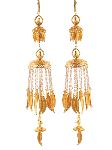 

Silvermerc Designs Set Of 2 Gold-Plated White Pearl Beaded Handcrafted Kaleeras