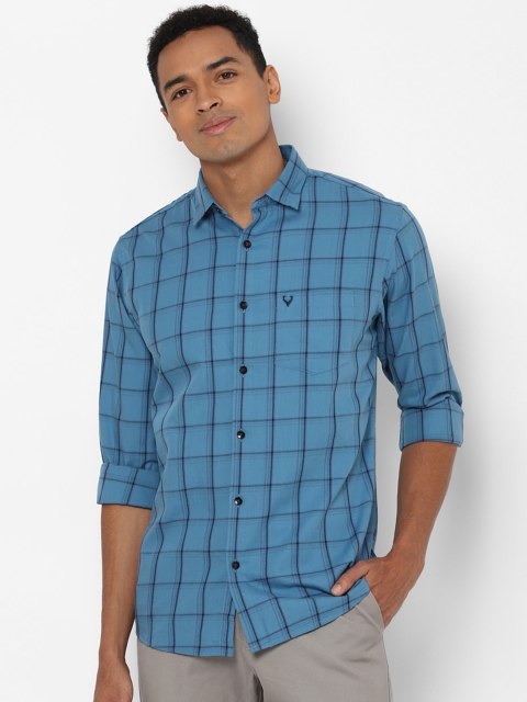 

Allen Solly Men Blue Slim Fit Checked Pure Cotton Casual Shirt