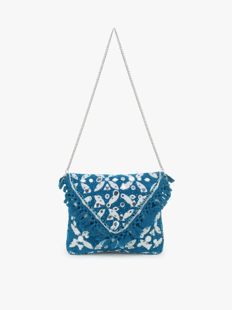 

Anekaant Blue Embellished Sling Bag