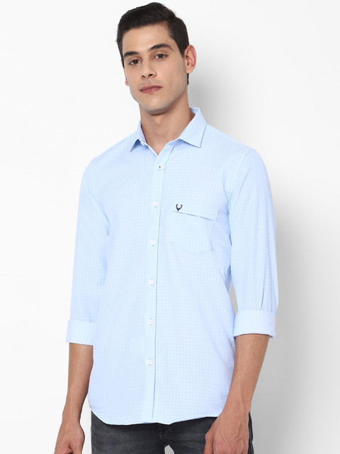 

Allen Solly Men Blue & White Slim Fit Checked Casual Shirt