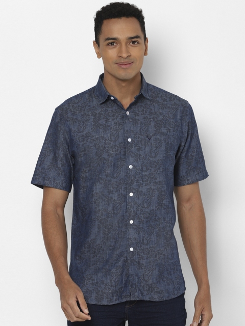 

Allen Solly Men Navy Blue Slim Fit Printed Pure Cotton Casual Shirt
