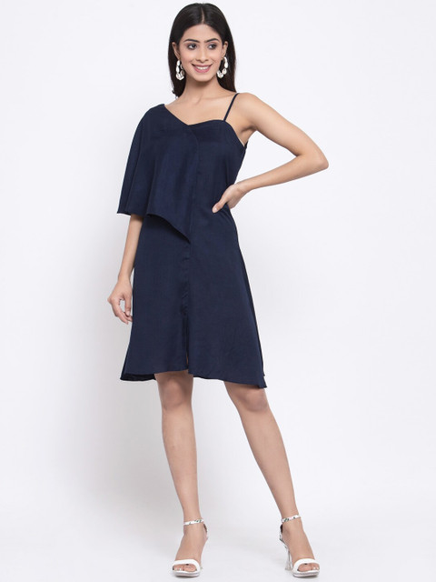 

DUGRI BE THE ONE Women Navy Blue Layered Solid A-Line Dress