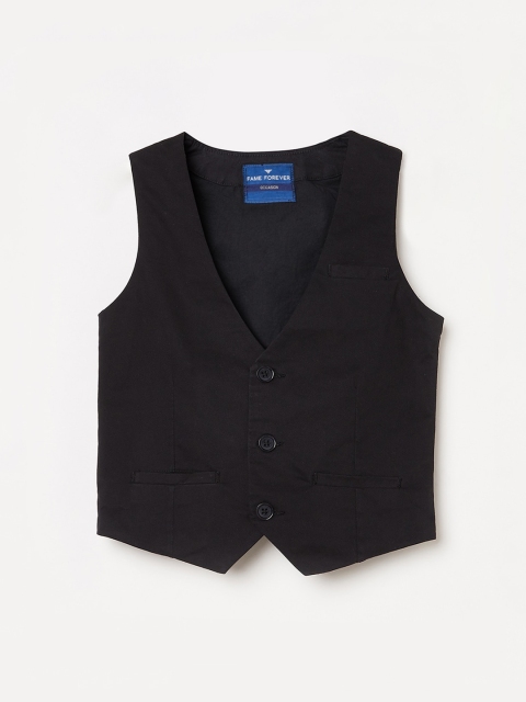 

Fame Forever by Lifestyle Boys Black Solid Waistcoat