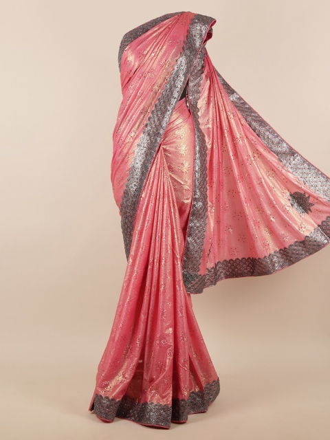 

Pothys Pink Woven Design Jute Silk Saree