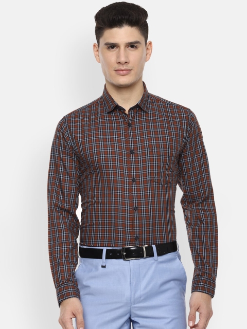 

Van Heusen Sport Men Brown & Blue Slim Fit Checked Formal Shirt