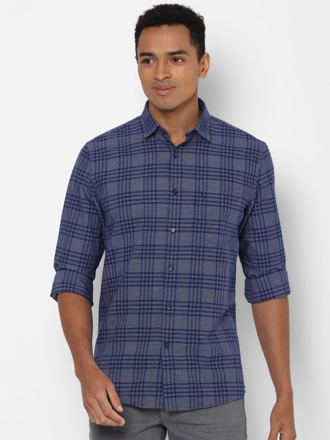 

Allen Solly Men Navy Blue & Grey Slim Fit Checked Casual Shirt