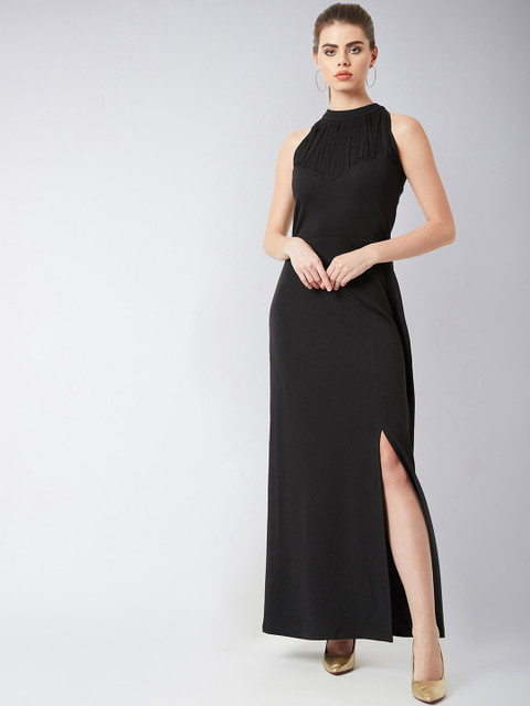 

Miss Chase Women Black Solid Fringed Maxi Dress